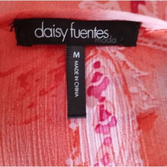 DAISY FUENTES SHEER PINK, ORANGE, & BLUE FLORAL BLOUSE SZ.M EUC - Picture 4 of 6